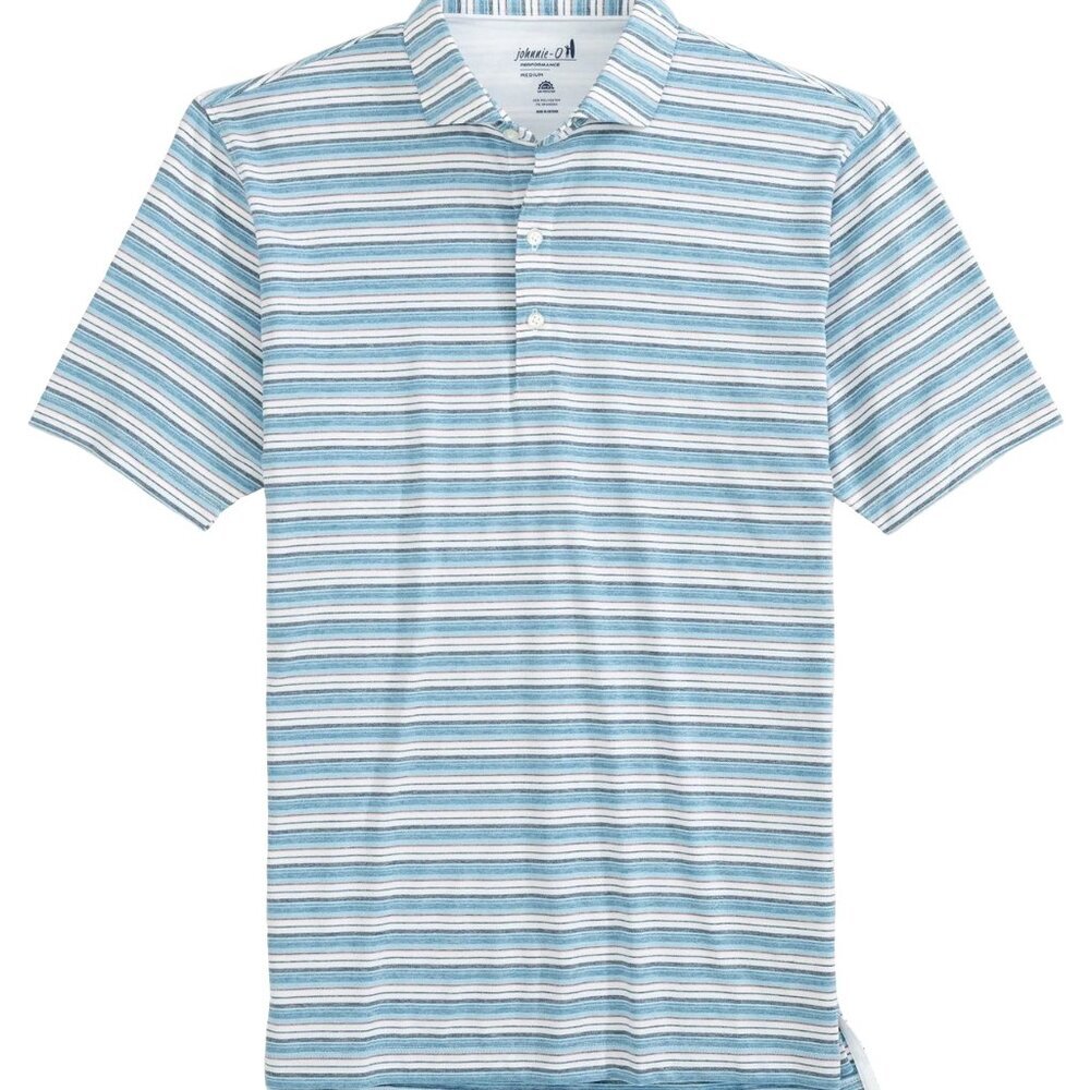 NWT Johnnie-O Men's Performance Jersey Polo Shirt Tyson Stripe Tornado XXL